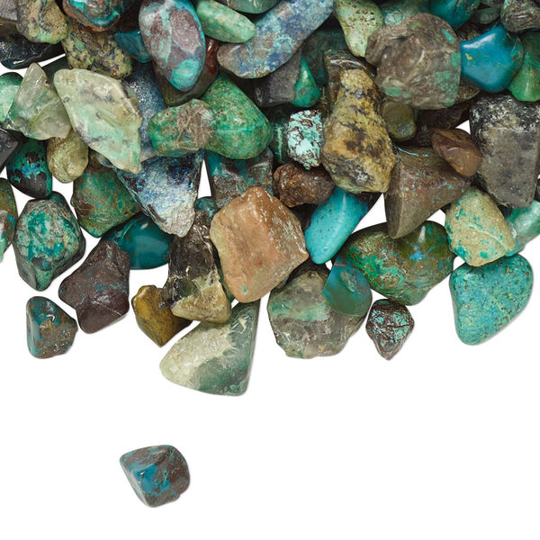 Inlay chip, chrysocolla (stabilized), mini undrilled chip, Mohs hardness 2 to 4. Sold per 2-ounce pkg. image number 0