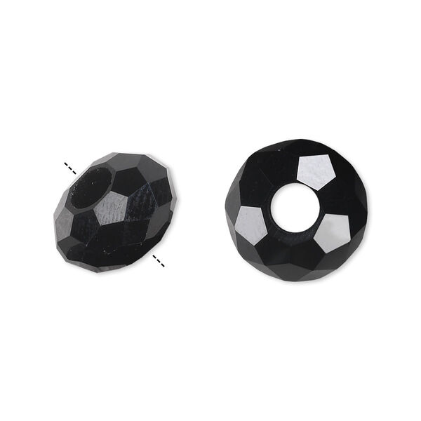 Bead 12pk 32 facets black, Celestial Crystal® Dione® 14x8mm rondelle image number 0