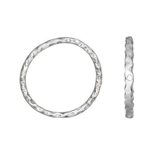 Drop, pewter (tin-based alloy), pkg/1, antique silver plate, 23.5mm hammered open round.