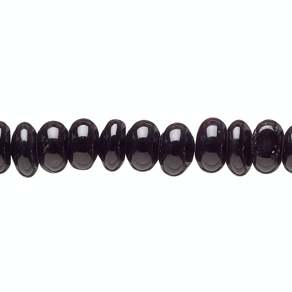 Bead, black agate (dyed), 7x4mm-8x5mm rondelle, C- grade, Mohs hardness 6-1/2 to 7. Sold per 15-inch strand. image number 0