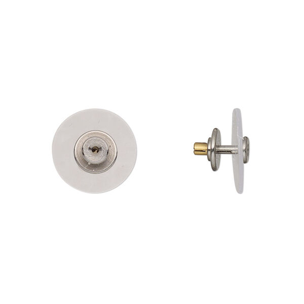 Earnut, Comfees™ Lobe Lovers™, titanium and plastic, clear, comfort clutch, 12mm protector disc. Sold per pair. image number 0