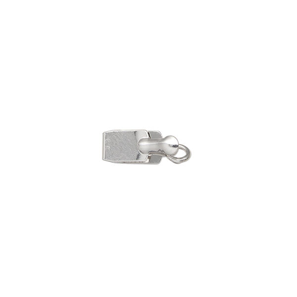 Clasp tab 1pkg1 rhodium-plated pewter (tin alloy), 11.5mm round, acrylic 1-strand image number 2