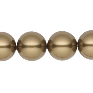 Pearl 10pk antique brass, Crystal Passions® 14mm round 5811