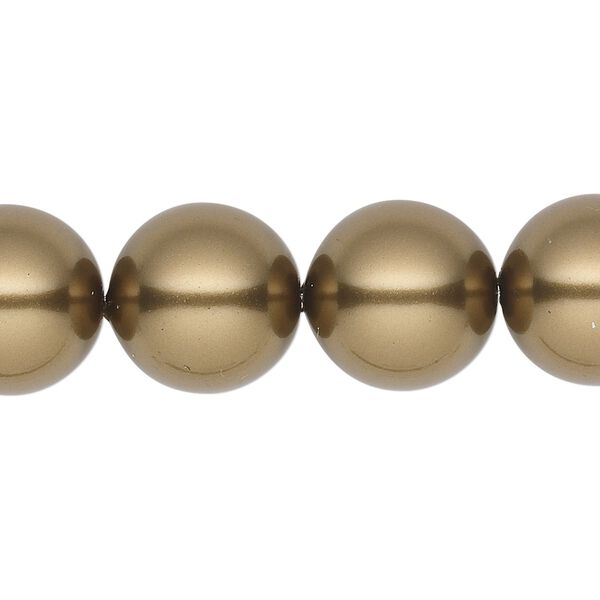 Pearl 10pk antique brass, Crystal Passions® 14mm round 5811 image number 0