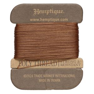 Thread, Hemptique®, polyester, pkg/32 yards, dark brown, 0.45mm 3-ply round.