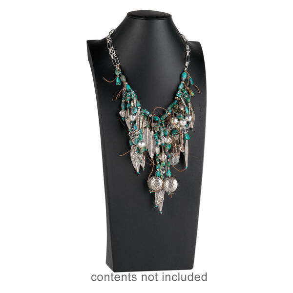 Display, necklace, leatherette, black, 21 x 9-1/2 x 5 inches. Sold individually. image number 1