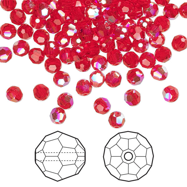 Bead 144pk light Siam AB, Crystal Passions® 4mm round 5000 image number 0