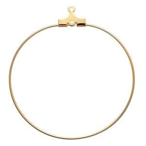Beading hoop, gold-plated brass, 40mm round with loop. Sold per pkg of 100.