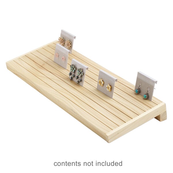 Display, earring card holder, lacquered wood, 1-1/2 x 15 x 5-1/2 inch inclined. Sold individually. image number 1