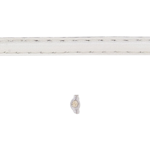 Cord, leather and cotton (dyed), white, 5-6mm double-stitched flat. Sold per 1-yard section. image number 0
