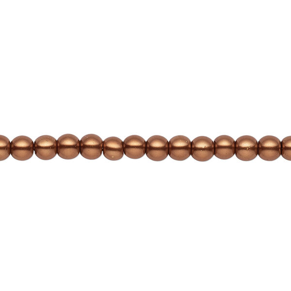 Bead, crystal pearl, antique copper, 3-4mm round. Sold per pkg of (2) 15-1/2" to 16" strands, approximately 200 beads. image number 0