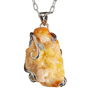 Necklace, electroplated druzy agate (coated) and imitation rhodium-plated brass, champagne, 30x20mm-38x28mm hand-cut wire-wrapped freeform, 20 inches with 2-1/2 inch extender chain and lobster claw clasp. Sold individually.