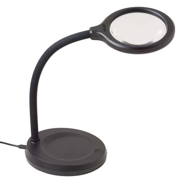 Lamp, Carson®, DeskBrite™ 300, glass, acrylic and aluminum, black and clear, 13x9mm with 4-1/2 inch 2x magnifying lens and 5x inset lens. Sold individually. image number 0