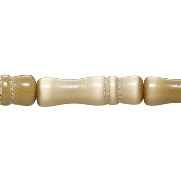 Bead, cat's eye glass (fiber optic glass), sand, 25x5mm-27x7mm bamboo. Sold per 15-inch strand, approximately 15 beads. image number 0