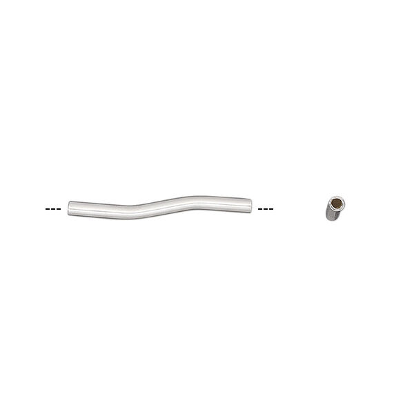 Bead, sterling silver, 19x1.5mm curved round tube. Sold per pkg of 2. image number 0