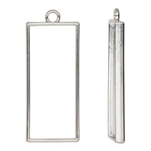 Focal, silver-finished "pewter" (zinc-based alloy), 43x19mm open rectangle. Sold per pkg of 2.