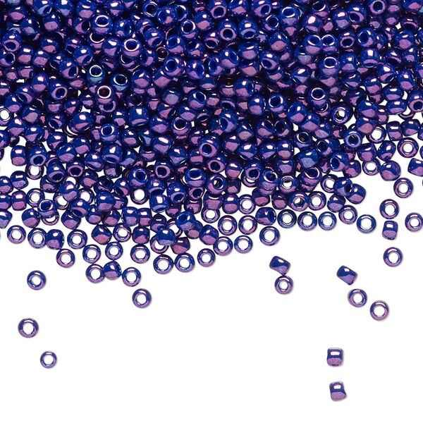 Seed bead, TOHO BEADS®, glass, pkg/7.5g, #11 round, opaque higher-metallic grape (TR-11-461). image number 0