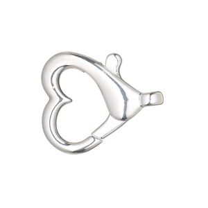 Clasp lobster claw 1pkg2 "pewter" (zinc alloy), 22mm open heart, silver-finished 1-strand