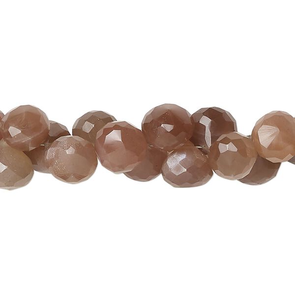 Coffee moonstone 1pkg60, hand-cut top-drilled faceted teardrop bead natural 7x7mm image number 0