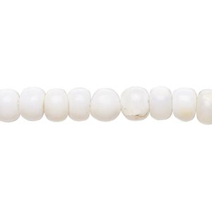 White opal 1pkg1, hand-cut rondelle / round bead natural 14 inch 7x5mm / 7mm