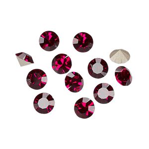 Chaton 12pk ruby foil back, Preciosa MAXIMA Czech crystal rhinestone 6.14-6.32mm 15-cut faceted round SS29