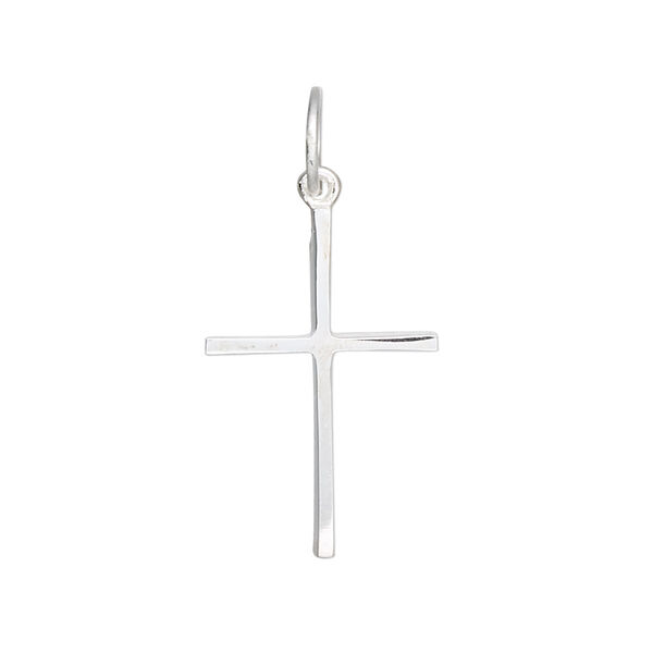 Drop, sterling silver, 22.5x15mm thin plain cross. Sold per pkg of 2. image number 0
