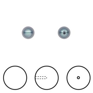 Pearl 1pkg4 iridescent Tahitian look, Crystal Passions® 6mm half-drilled round 5818