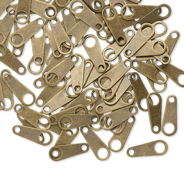 Chain tab, antique gold-plated brass, 10x4mm. Sold per pkg of 100. image number 0