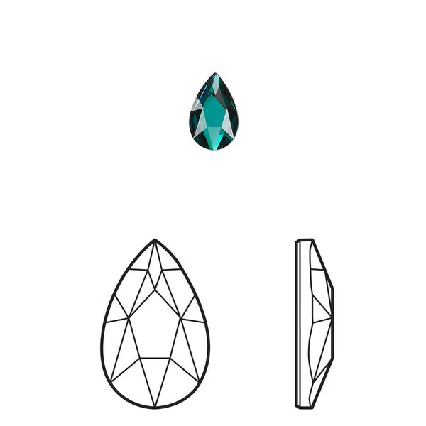 Flat back 144pk emerald foil back, Swarovski® 8x5mm pear 2303 image number 0