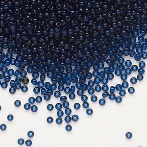 Seed bead, Preciosa Ornela Czech glass, pkg/50g, #11 rocaille, transparent dark aquamarine, (60100).