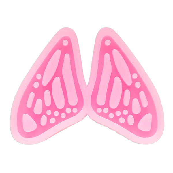 Mold, silicone, pink, 2-3/8 x 1-7/8 inches with (2) 42x24mm butterfly wings, 4.5mm depth. Sold individually. image number 0