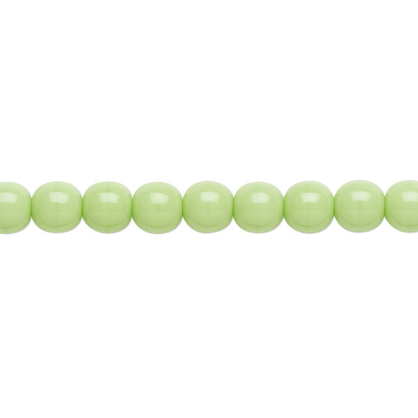 Bead, Czech glass druk, opaque green, 6mm round. Sold per 15-1/2" to 16" strand, approximately 65 beads. image number 0