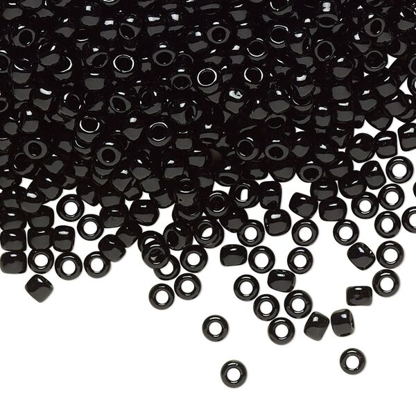 Seed bead, TOHO BEADS®, glass, pkg/50g, #8 round, opaque jet (TR-08-49). image number 0