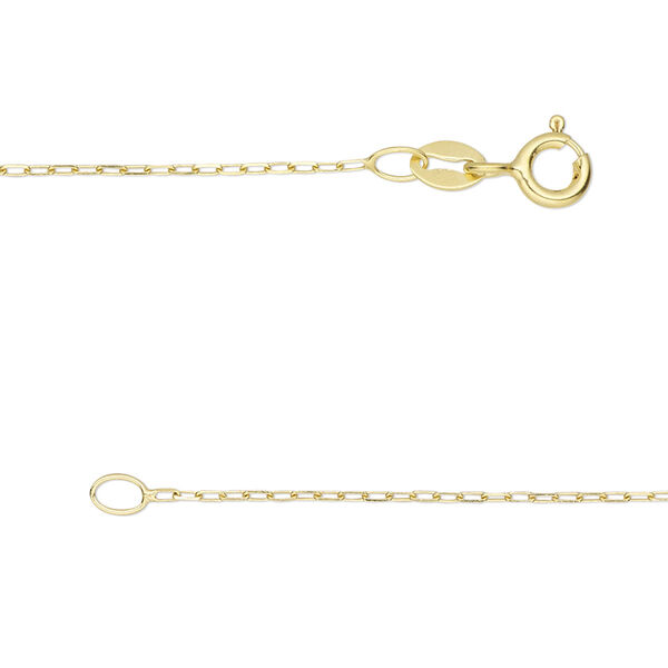 Chain, Gossamer™, "vermeil," 0.9mm cable, 16 inches with springring clasp. Sold individually. image number 0