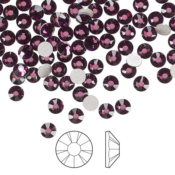 Flat back 144pk amethyst foil back, Preciosa MAXIMA Czech crystal hotfix rhinestone 3.8-4mm chaton rose round SS16 image number 0