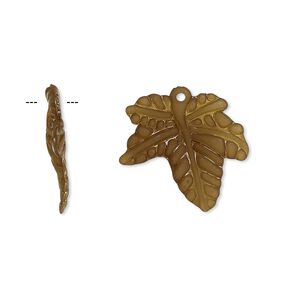 Drop, acrylic, frosted olive, 20mm leaf. Sold per pkg of 100.