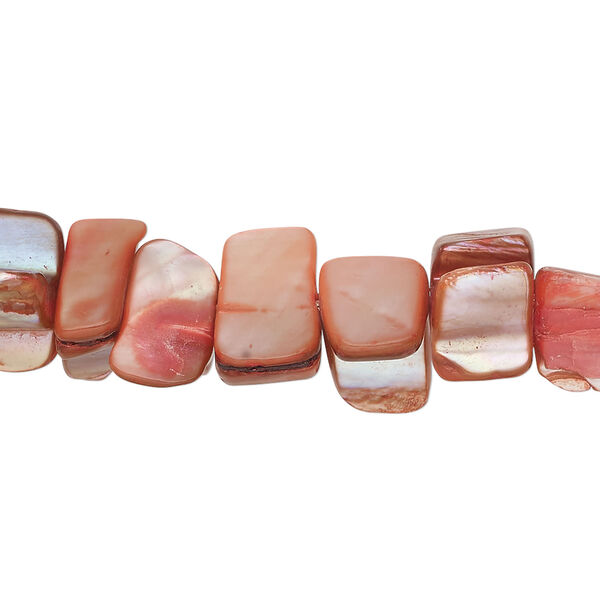 Mother-of-pearl shell 1pkg1, triangle tube bead 15 inch poppy 6x5mm-12x9mm image number 0