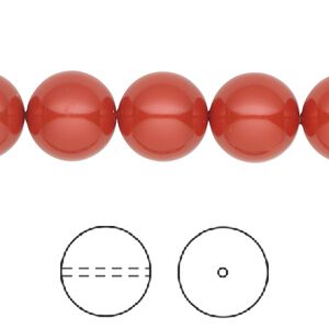 Pearl 100pk dark coral pearl, Swarovski® 12mm round 5810