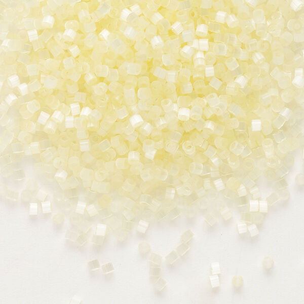 Seed bead, Delica®, glass, pkg/7.5g, #11 round, opaque silk glass enamel lemon ice (DB-0823). image number 0