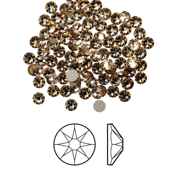 Flat back 144pk light Colorado topaz foil back, Crystal Passions® 3-3.2mm rose round SS12 2088 image number 0