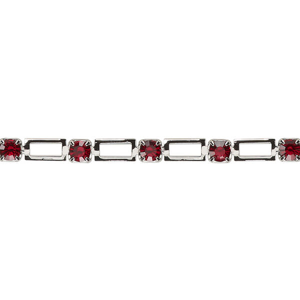 String chain, Vintage Crystal™, imitation rhodium-plated brass, Siam, 3.3mm open rectangle. Sold per 1-meter section. image number 0
