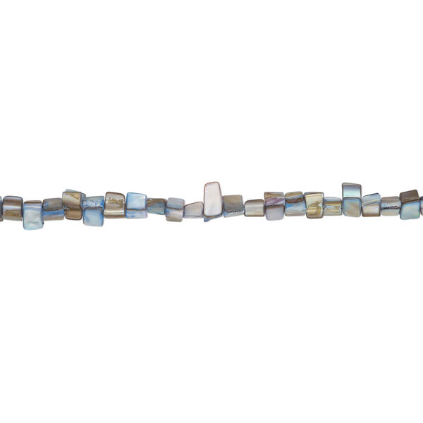Mother-of-pearl shell 1pkg1, triangle tube bead 15 inch light blue and tan 7x6mm-12x10mm image number 1