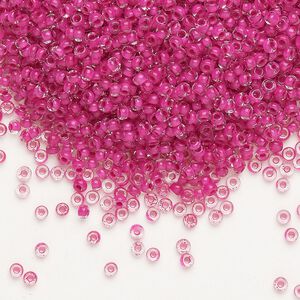 Seed bead, Preciosa Ornela Czech glass, pkg/500g, #11 rocaille, transparent terra intensive magenta-lined clear, (08A16).