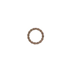 Jump ring, antique copper-plated brass, 10mm twisted round, 8mm inside diameter, 16 gauge. Sold per pkg of 1,000.