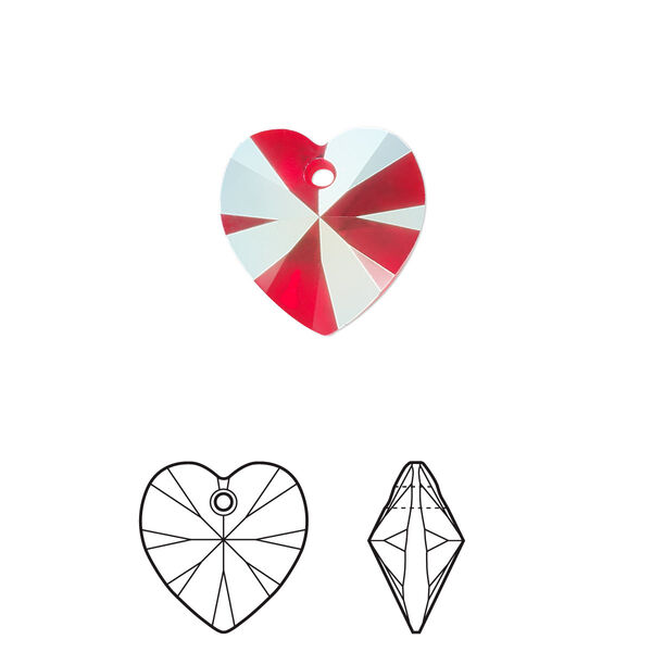 Drop 2pk light Siam shimmer, Crystal Passions® 14mm pendant heart 6228 image number 0
