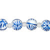 Bead, glass 1pkg8, opaque white and dark blue, 10mm hand-painted round. image number 0