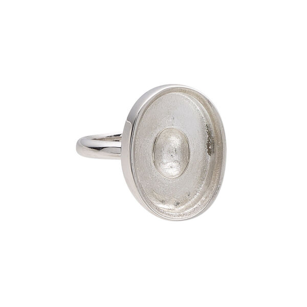 Ring, Almost Instant Jewelry®, sterling silver, 19mm wide with 18x13mm oval glue-in setting, size 7. Sold individually. image number 0