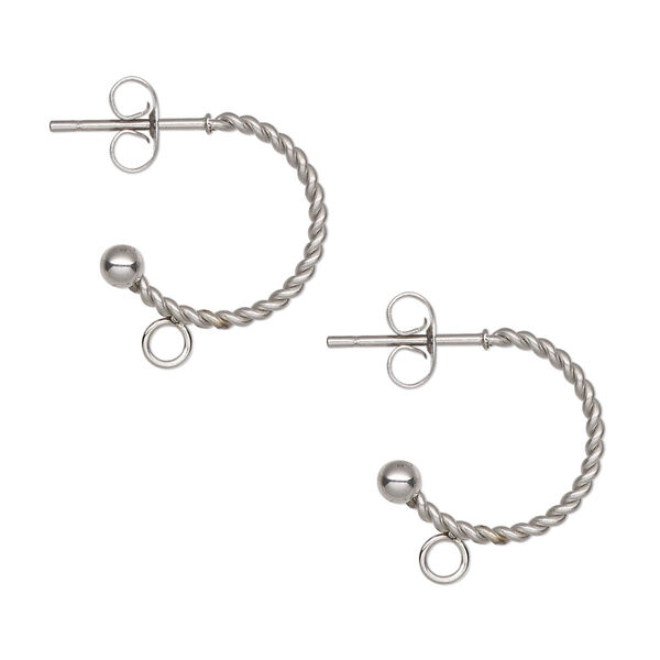Earstud, stainless steel, 18mm twisted 3/4 hoop with closed loop and 3mm ball. Sold per pkg of 2 pairs. image number 0