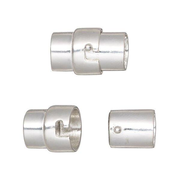 Clasp, magnetic, sterling silver, 17.5x11.5mm round tube with glue-in ends. Sold individually. image number 0