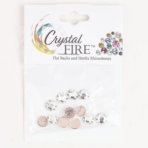 Flat back 12pk crystal foil back, Crystal Fire® 6.32-6.50mm hotfix round SS30